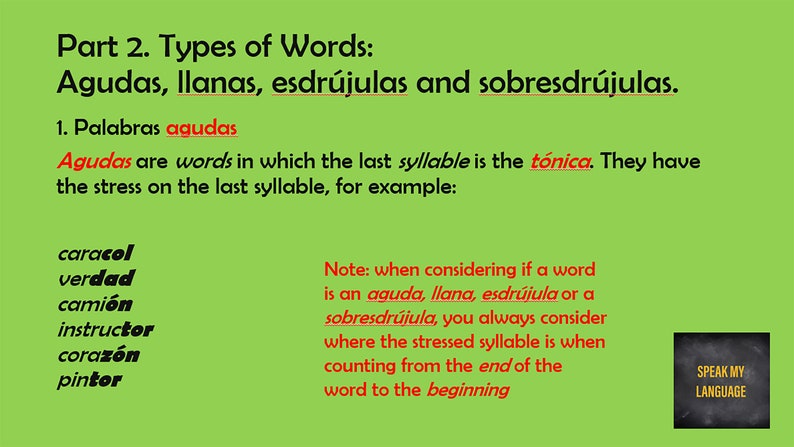 Llenas Examples Spanish Rules of Accentuation - Ppt With Interactive Quiz - Etsy