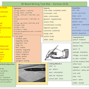 German GCSE 90 Word Writing Mat - Foundation and Higher - any exam board - PDF