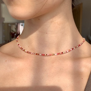 Amara~ Perlenkette bunt Kette Glasperlen Rocailles Choker Personalisierbar