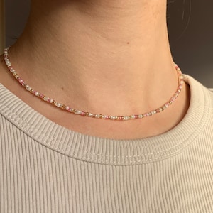 Malina~ Pearl necklace colorful chain glass beads rocailles choker customizable