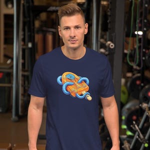 Koszulka Popsicle Snake! DARMOWA WYSYŁKA W USA! Koszulka unisex z krótkim rękawem! Viper Snake! Niebieska Viper, pomarańczowy lizak, deser, świetny pomysł na prezent!