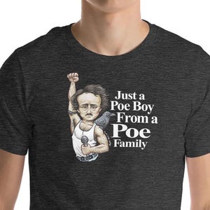 Koszulka Edgara Allana Poe i Freddiego Mercury'ego! DARMOWA WYSYŁKA W USA! Krótki rękaw, unisex! Amerykański autor: Tell-Tale Heart, Fall Of House Of Usher