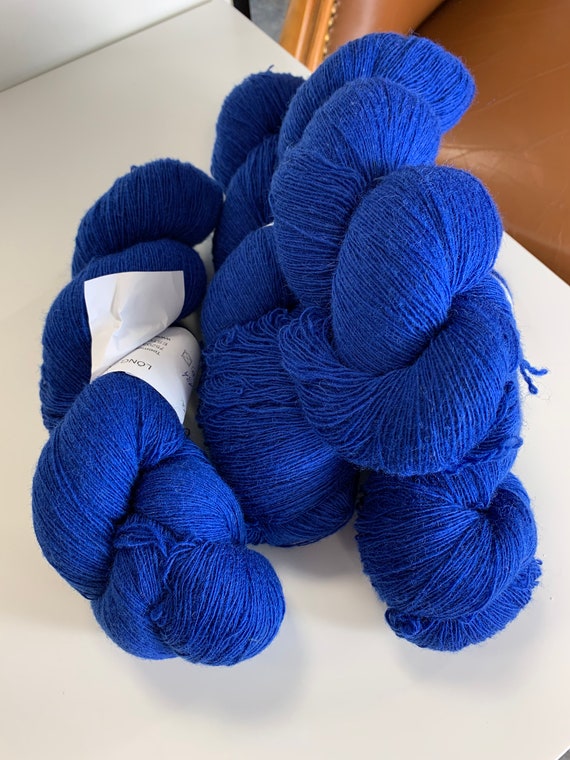 Natural Wool Yarn, Blue Thin Wool Yarn for Crocheting Weaving, 100