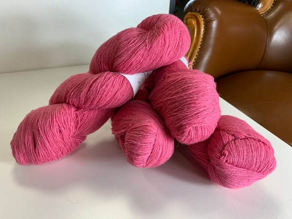 Natural Wool Yarn, Pink Thin Wool Yarn for Crocheting Weaving, 100