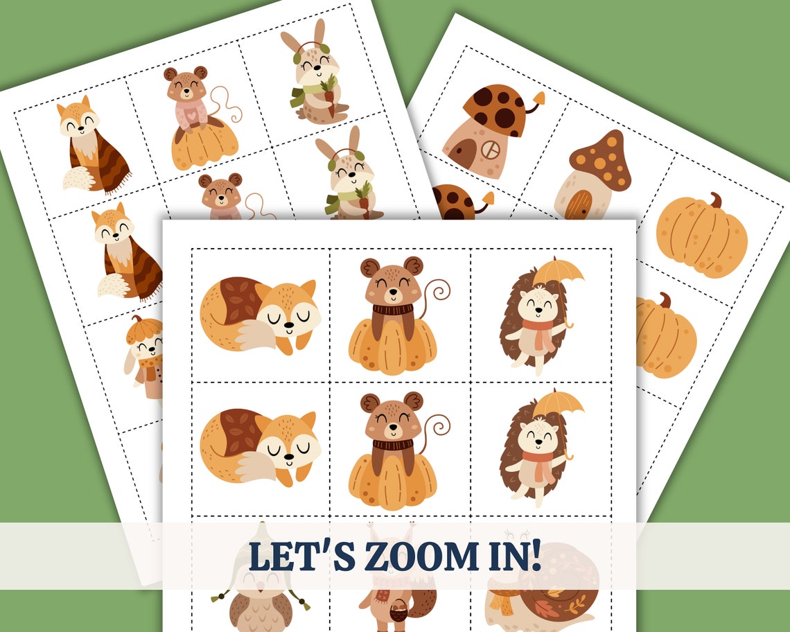Autumn Kids Printable Matching Game Fall Kids Activity Instant Download ...