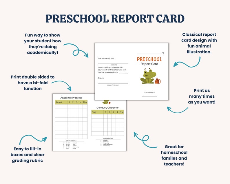 Preschool Report Card Printable Homeschool Report Card Elementary