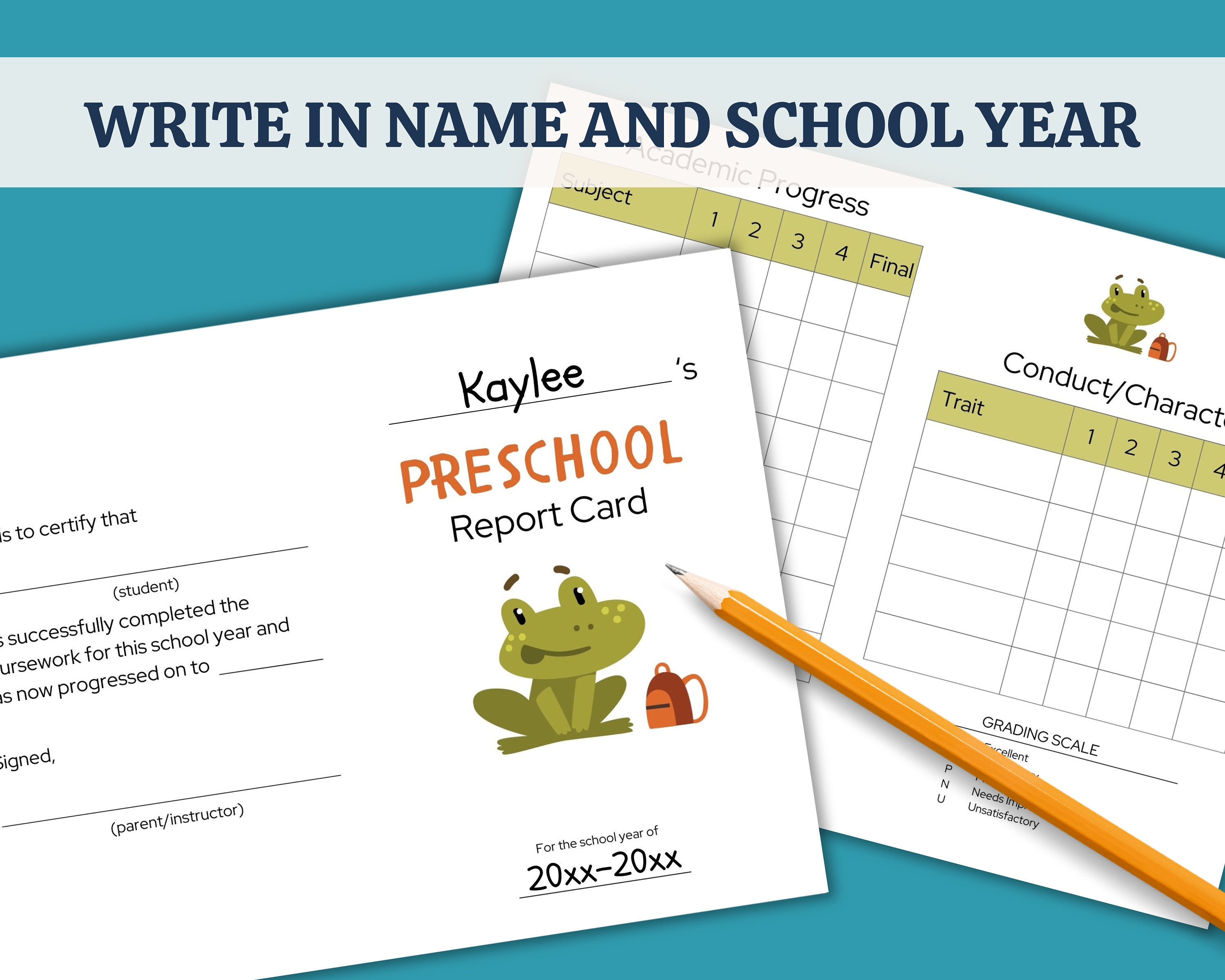 Preschool Report Card Printable Homeschool Report Card Elementary