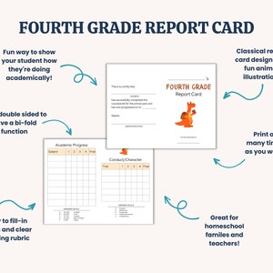4th Grade Report Card Printable Homeschool Report Card Elementary ...