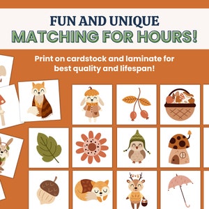 Autumn Kids Printable Matching Game Fall Kids Activity Instant Download ...
