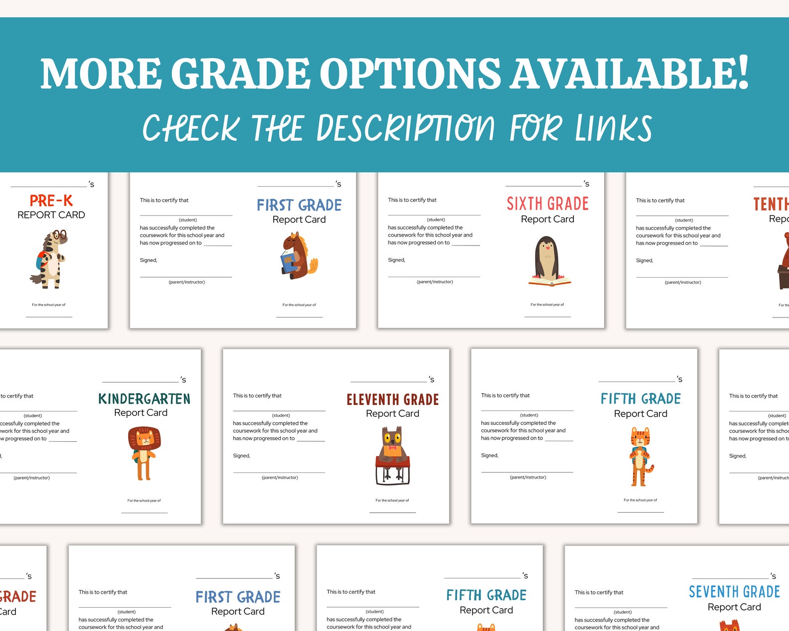 4th Grade Report Card Printable Homeschool Report Card Elementary ...