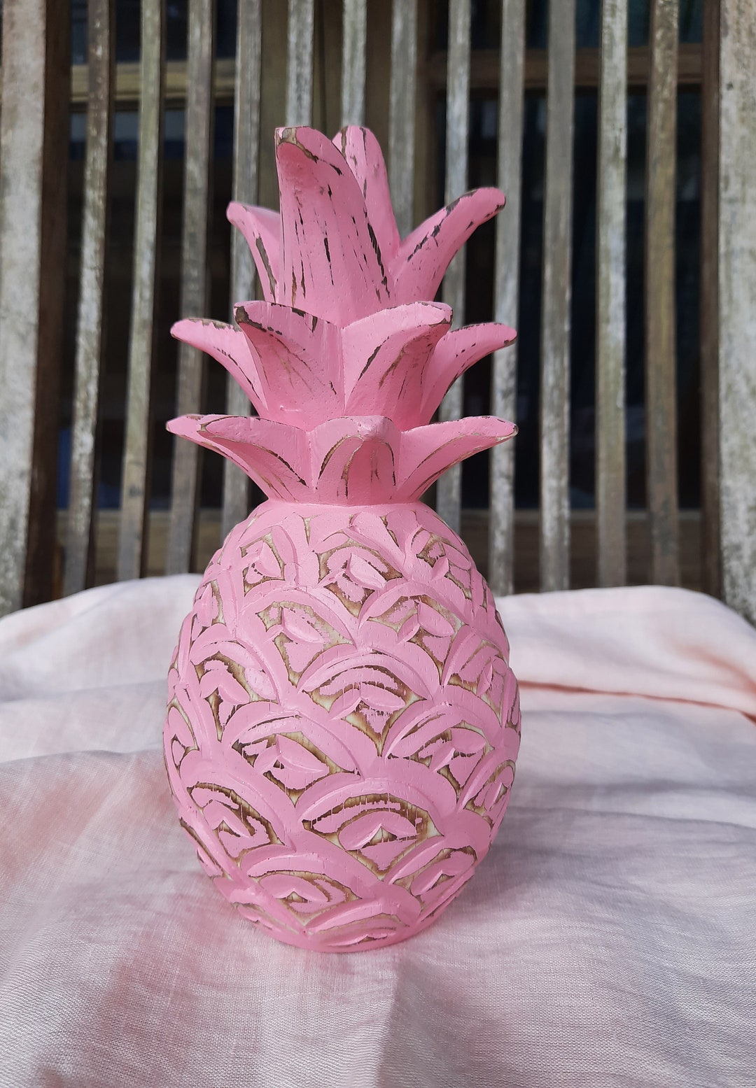 Wooden Pineapple Pinkwashed Wooden Pineapple Homedecor Wooden Pineapple