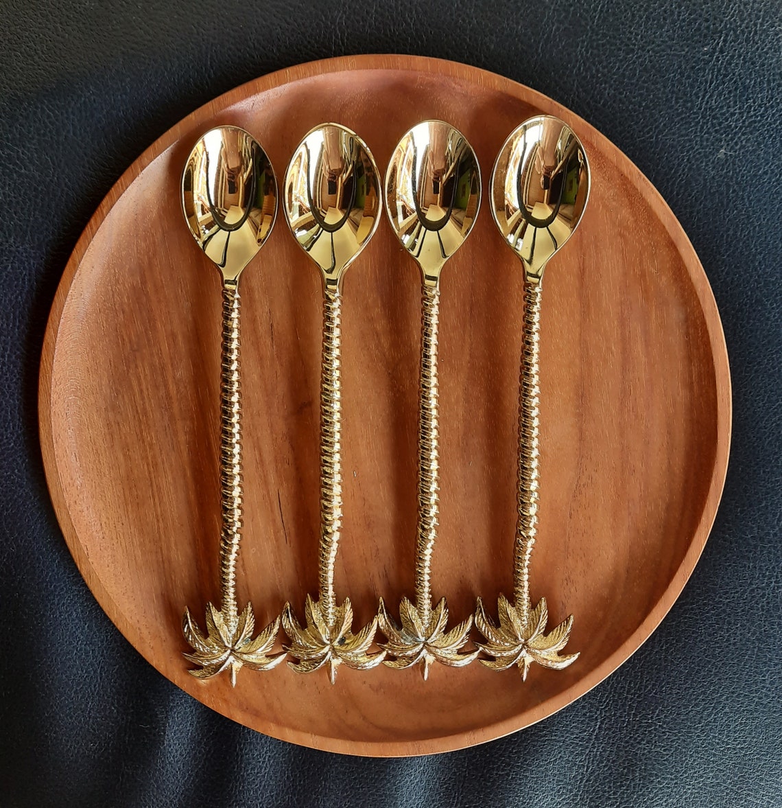 Brass 4 PC Palm Tree Spoon Brass Cutlery Bras Tropical Etsy Australia