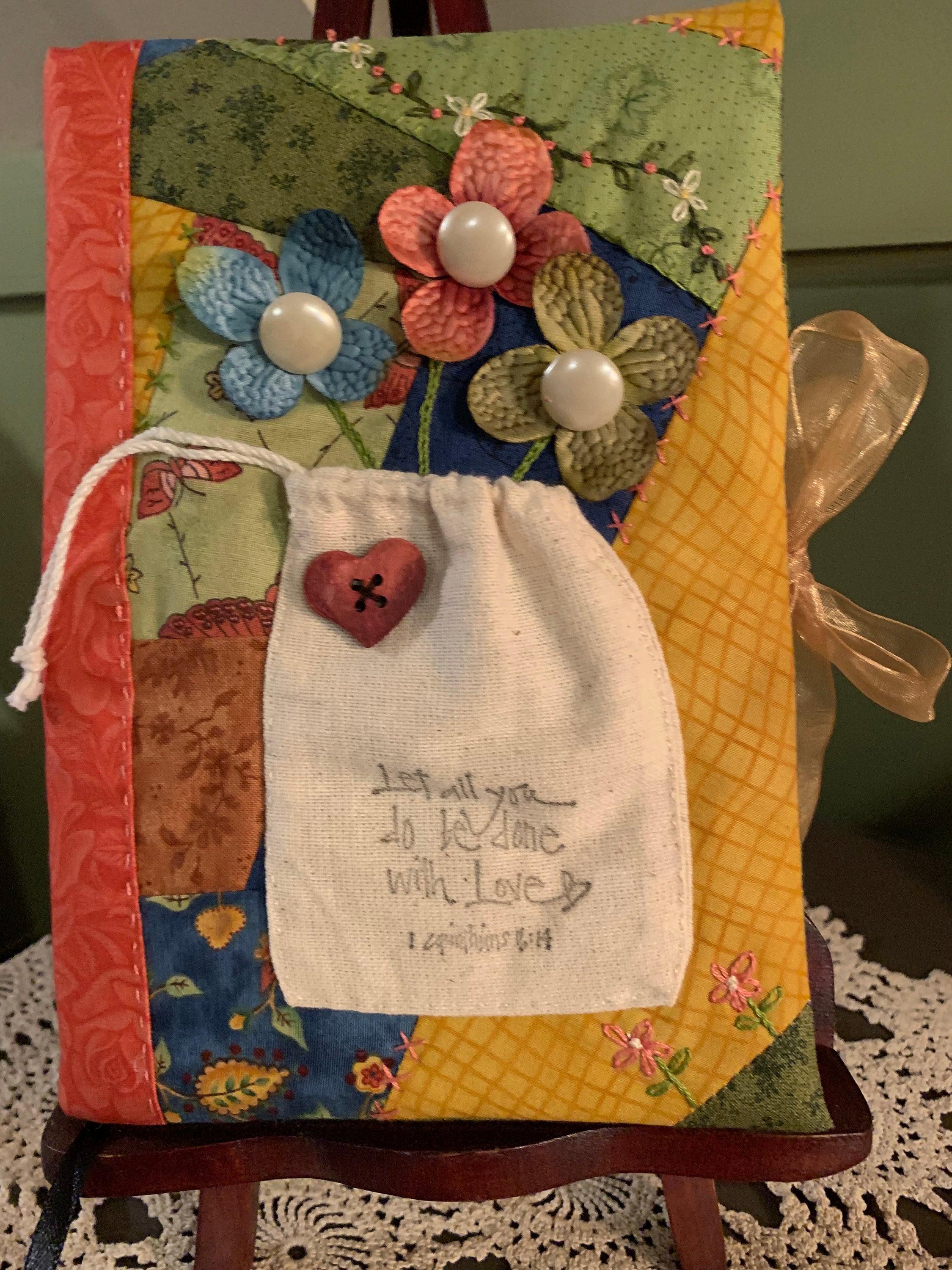 HB-266 Crazy Patched Fabric Covered Journal With Pouch and