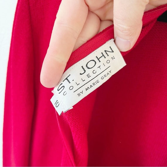 VTG Vintage St. John Red Knit Dress Gold Sz 10 - image 3