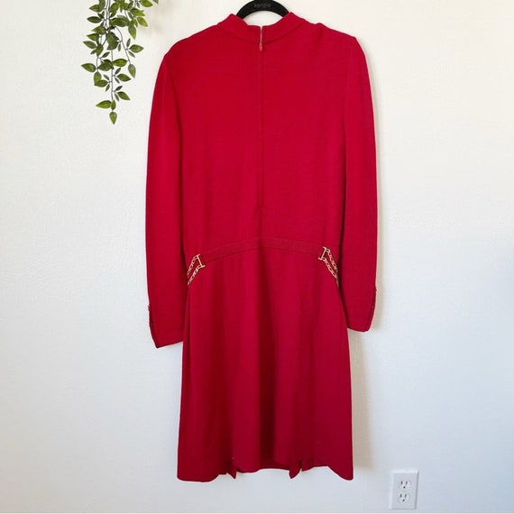 VTG Vintage St. John Red Knit Dress Gold Sz 10 - image 2