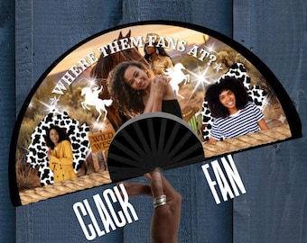 Western Clack Fan 25x13 – Where them fans at? with Photo, Party Favor, Birthday, Wedding, Festival, Sports, Line Dance Gift - Predesigned
