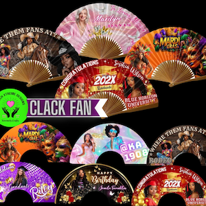 May include: A collection of decorative hand fans with various designs and text. Some fans feature images of women, text that says "Mardi Gras", "Rodeo", and "Congratulations". The fans have wooden handles and are in a semi-circular shape.
