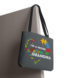 Autism Grandma Tote Bag: Polyester Reusable Shopping Bag