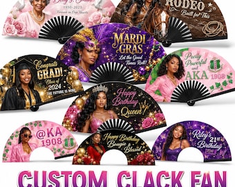Custom Clack Fan, Personalized Photo Folding Hand Fan, 25x13 Party Favor, Birthday, Wedding, Festival Gift