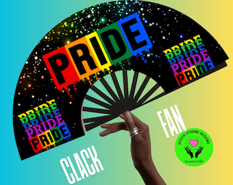 Pride Clack Fan, LGBTQ Pride Fan, Rainbow Clack Fan, Pride Festival Fan, Hand Fan Pride, Gay Pride Accessories, Pride Parade - Predesigned