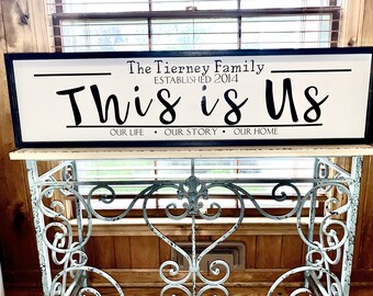 This Is Us Sign| family Name Wall Art| Familia Sign| Custom Wood Sign| Blended family sign| Living Room Sign| above couch Sign| Wedding Gift