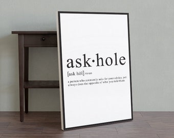 Askhole Definition Canvas Poster