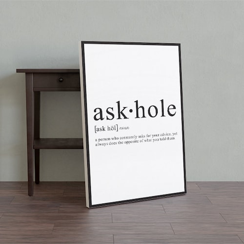 Askhole Definition Canvas Poster Etsy