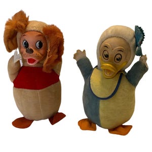 Vintage Gund Rubber Face Baby Rattle Plush Disney Lady & the Tramp Donald Duck