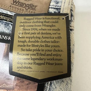 Vintage WRANGLER Rugged Wear Western Cowboy Rodeo Denim Jeans 40 x 30 NOS afbeelding 5