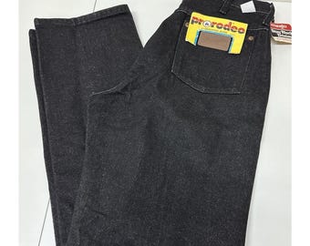 Vintage WRANGLER Western Cowgirl Rodeo High Rise Schwarz Denim Jeans 30 x 32 NOS