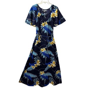 navy blue hawaiian dress Passion Navy Blue Maxi Hawaiian Dress for Paradise Style