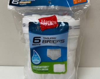 Hanes Boys 6 Pack Tagless Briefs White ComfortSoft Size Medium 10-12 B252P6