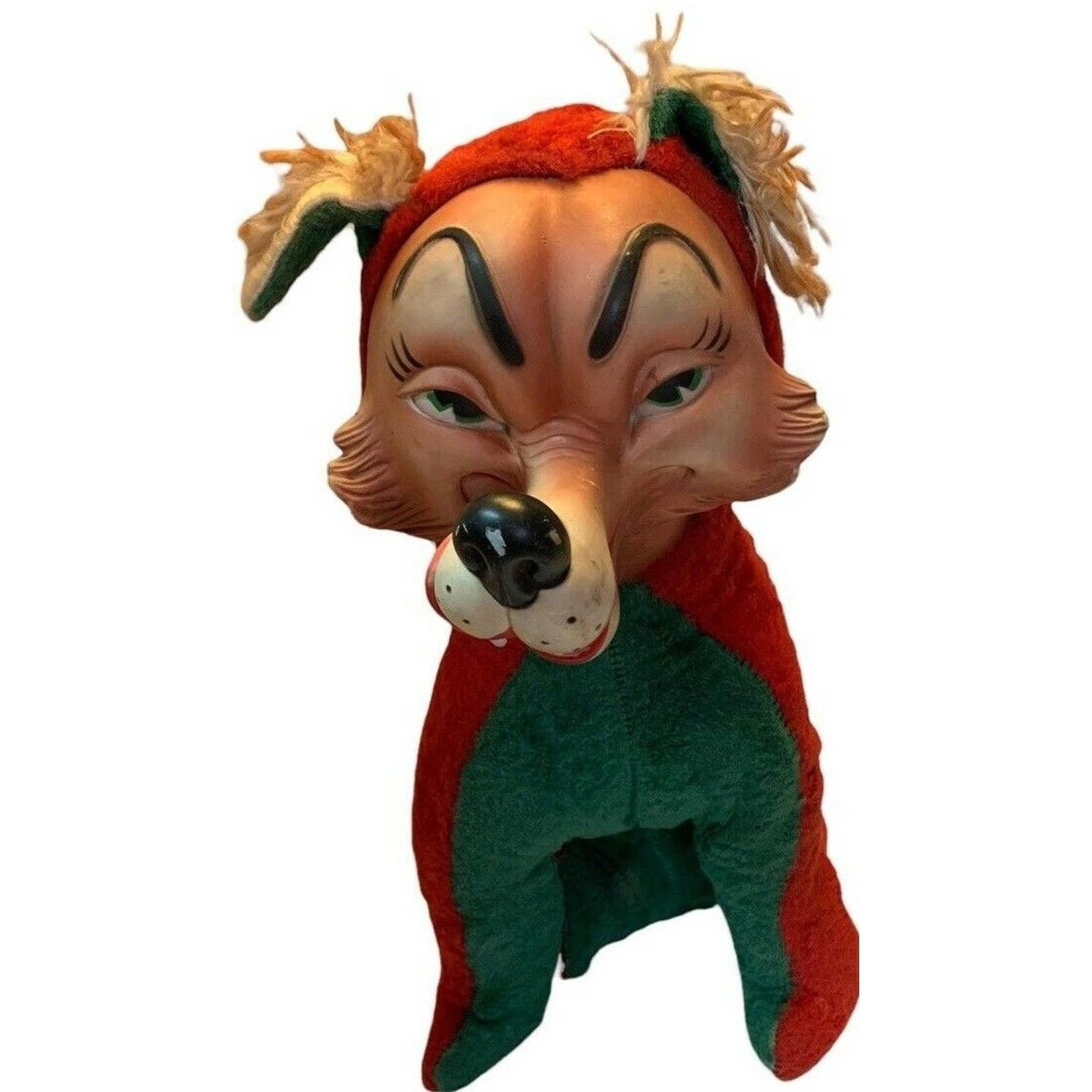 Vtg Big Bad Wolf Rushton Style Rubber Face Plush Stuffed Animal