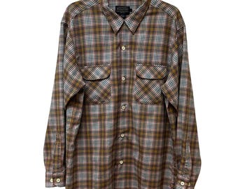Vintage Pendleton Wolle Boardshirt Karo Loop Kragen Klappentaschen Herren L