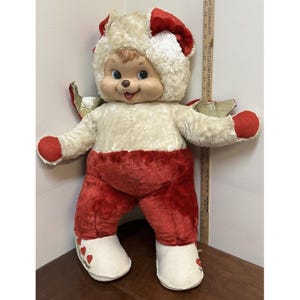 Vintage Rushton Star Creation Rubber Face Plush Angel Cupid Doll Red White 26" image 1