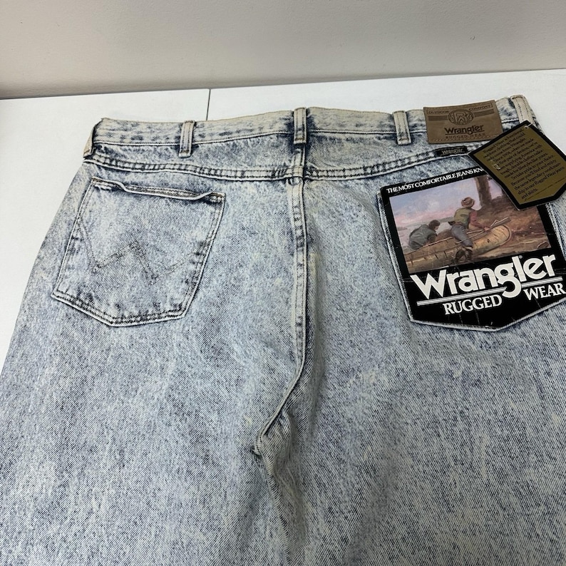 Vintage WRANGLER Rugged Wear Western Cowboy Rodeo Denim Jeans 40 x 30 NOS afbeelding 7