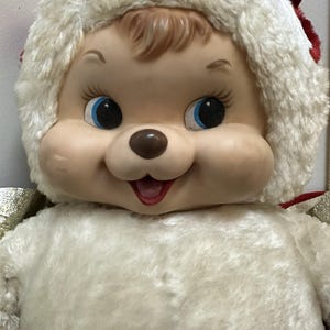 Vintage Rushton Star Creation Rubber Face Plush Angel Cupid Doll Red White 26" image 4