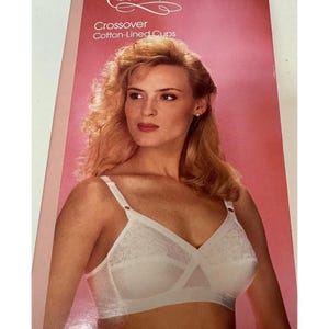 Underscore for JCPenney White Crossover Lace Cotton Lined Bra 36C Style 1072