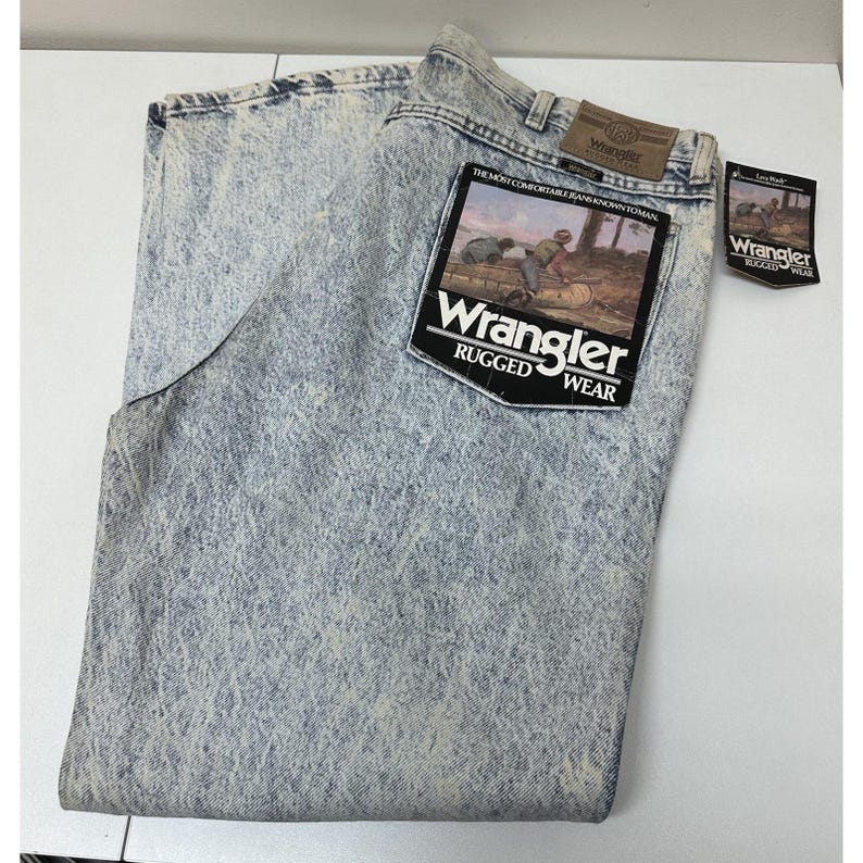 Vintage WRANGLER Rugged Wear Western Cowboy Rodeo Denim Jeans 40 x 30 NOS afbeelding 1