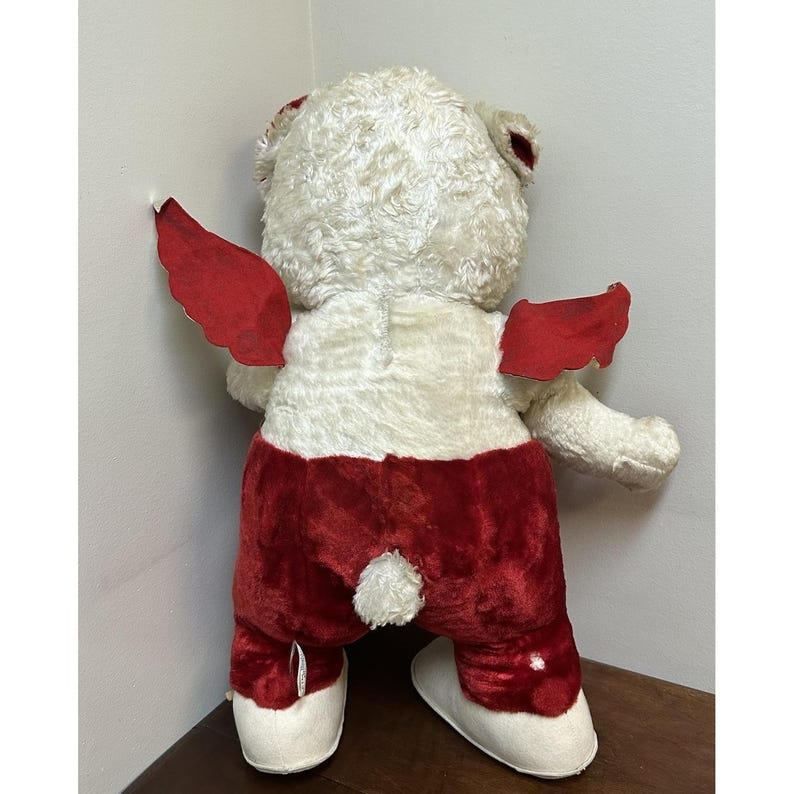 Vintage Rushton Star Creation Rubber Face Plush Angel Cupid Doll Red White 26" image 14