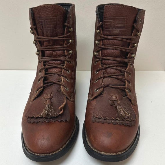 Ariat Heritage Lacer Brown Pebbled Leather Western Lace Up Boots 11071 Womens 7B