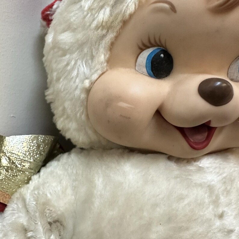 Vintage Rushton Star Creation Rubber Face Plush Angel Cupid Doll Red White 26" image 5