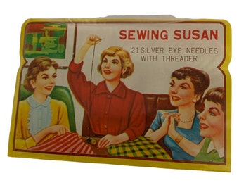 Vintage Sewing Susan Booklet w/ 21 Silver Eye Needles & Threader Complete Kit