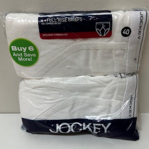 Vtg Jockey Men's Classic Full Rise Briefs 6-Pack White Y-Front Fly 40 image 1