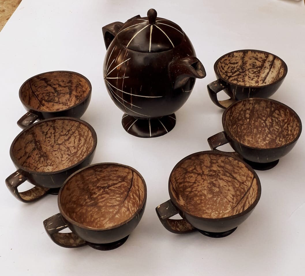Pure Sri Lankan Coconut Shell Teapot Set 100 Handmade Tea Etsy