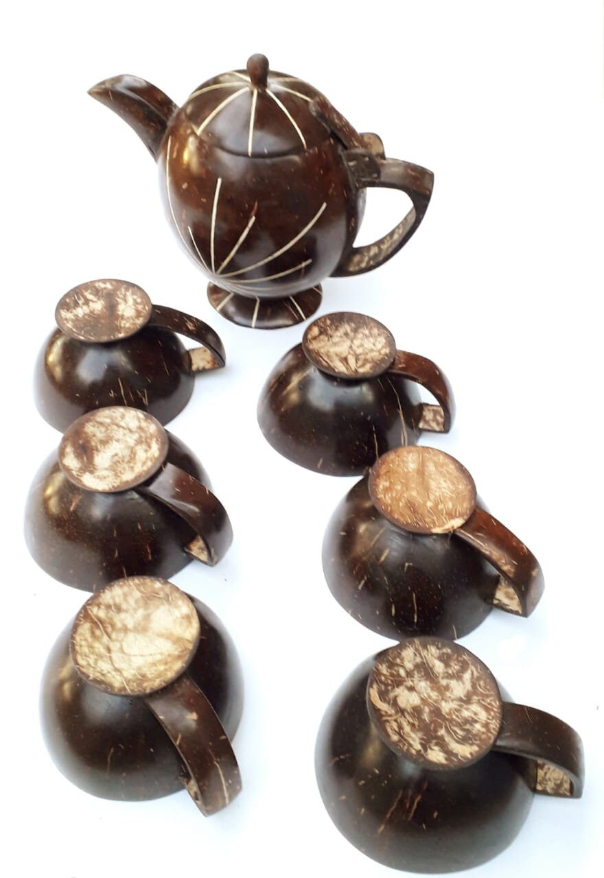 Pure Sri Lankan Coconut Shell Teapot Set 100 Handmade Tea Etsy
