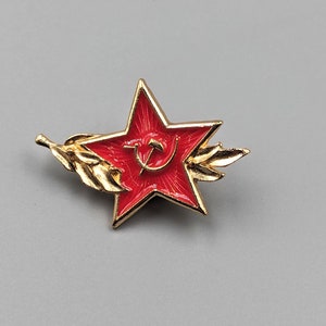 Rode ster met tarwe emaille pin Sovjet-Unie logo pin socialisme hamer en sikkel pin afbeelding 1