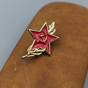 Rode ster met tarwe emaille pin Sovjet-Unie logo pin socialisme hamer en sikkel pin afbeelding 6