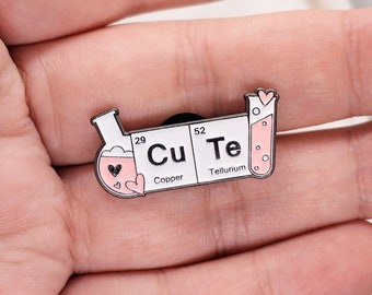 CuTe Chemical Elements Enamel Pin | Copper and Tellurium Chemistry Enamel Pin | Chemistry Gift | Science Gift