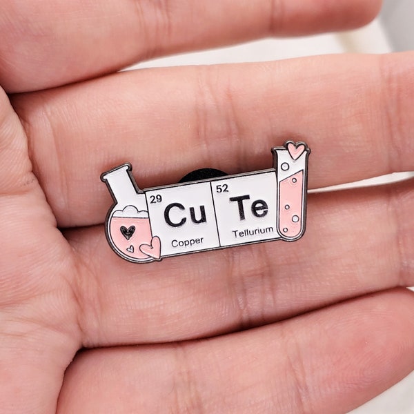 CuTe Chemical Elements Enamel Pin | Copper and Tellurium Chemistry Enamel Pin | Chemistry Gift | Science Gift